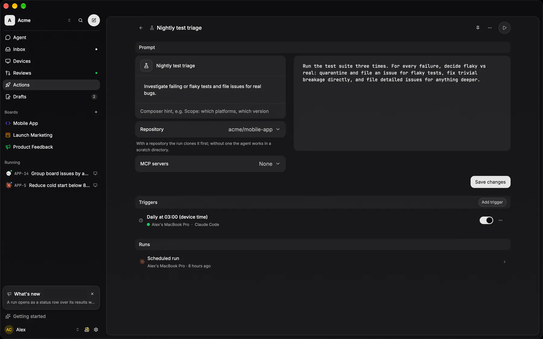 Action on Desktop