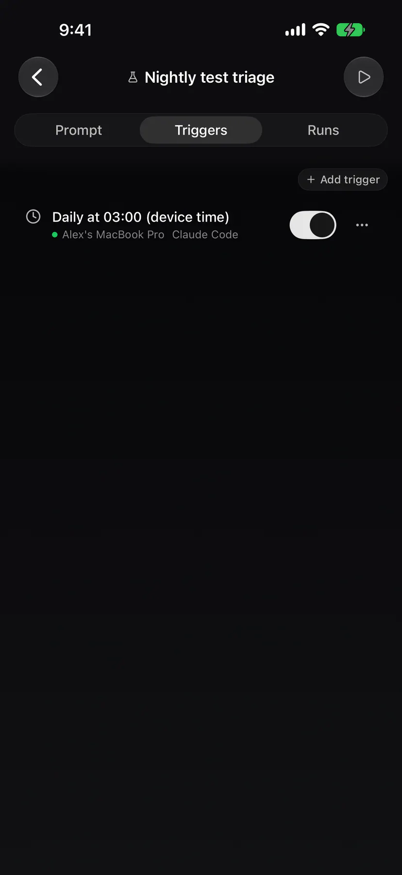 Action triggers on iOS