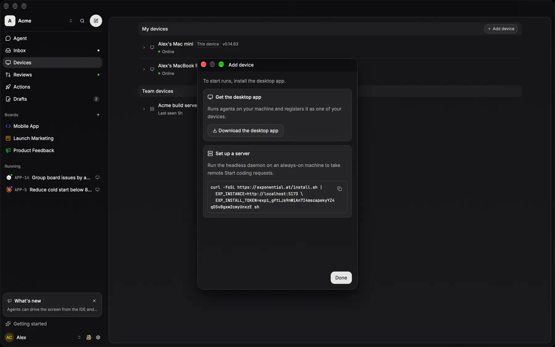 Add a device on Desktop