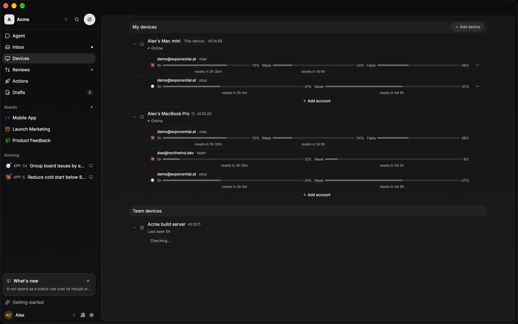 Devices on Desktop