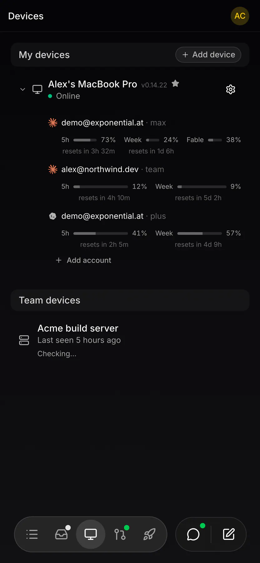 Devices on Web mobile