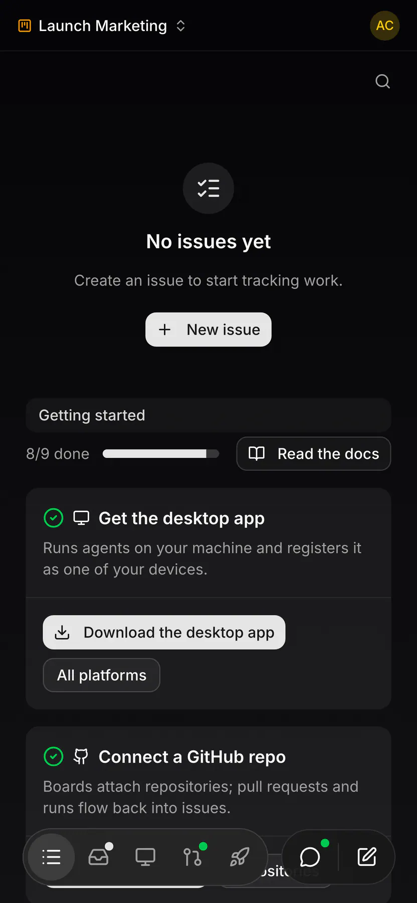Empty board on Web mobile