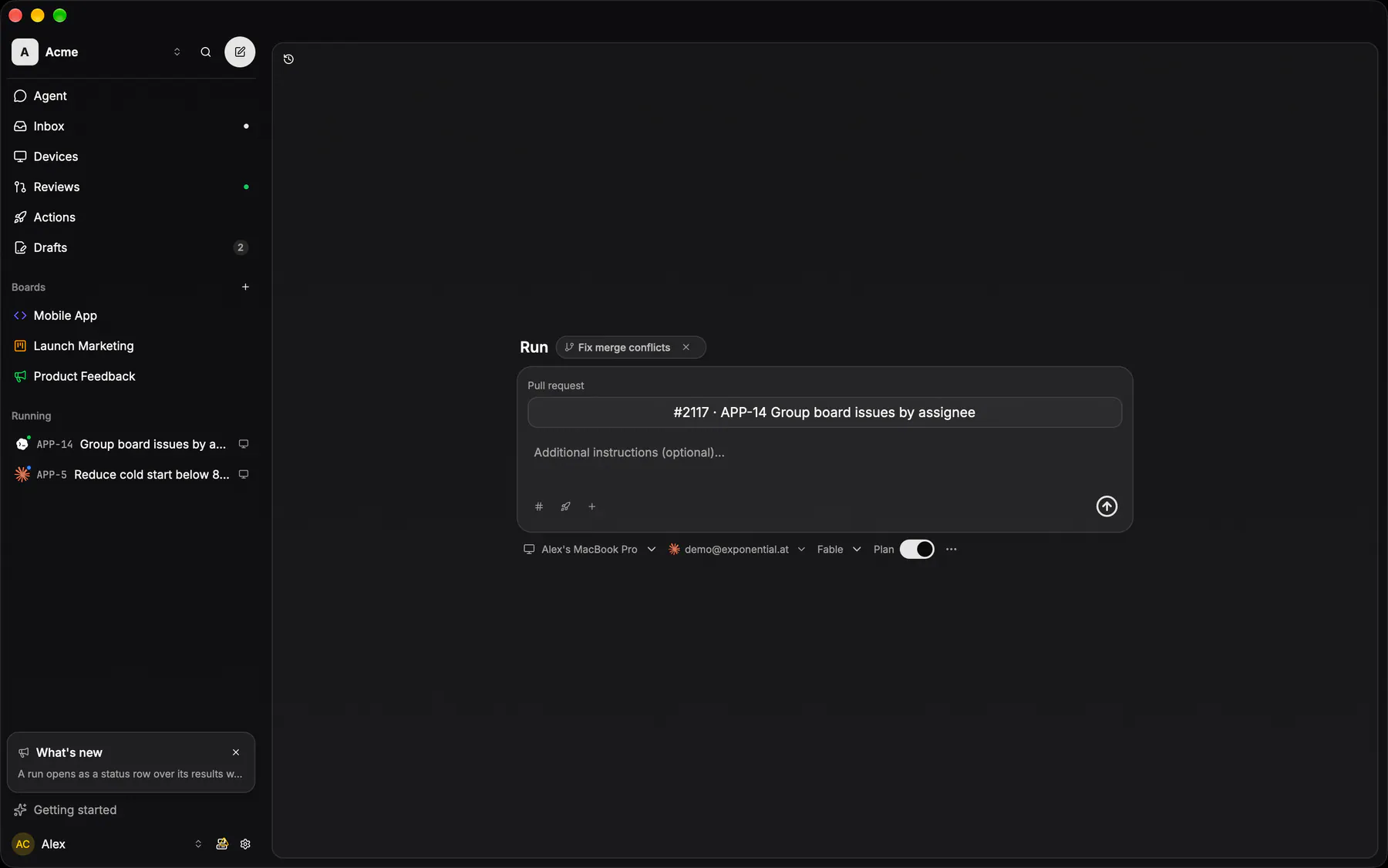 Agent · Action on Desktop
