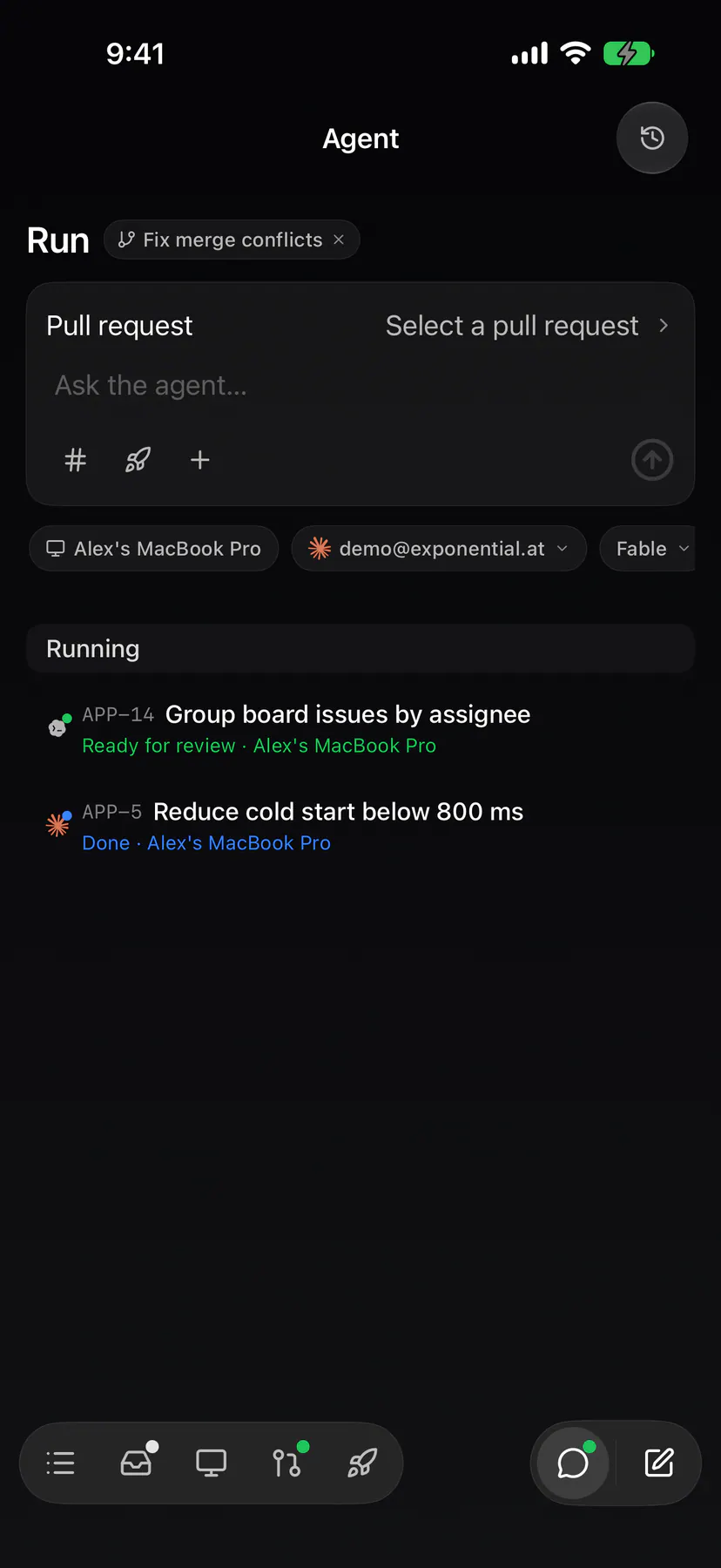 Agent · Action on iOS