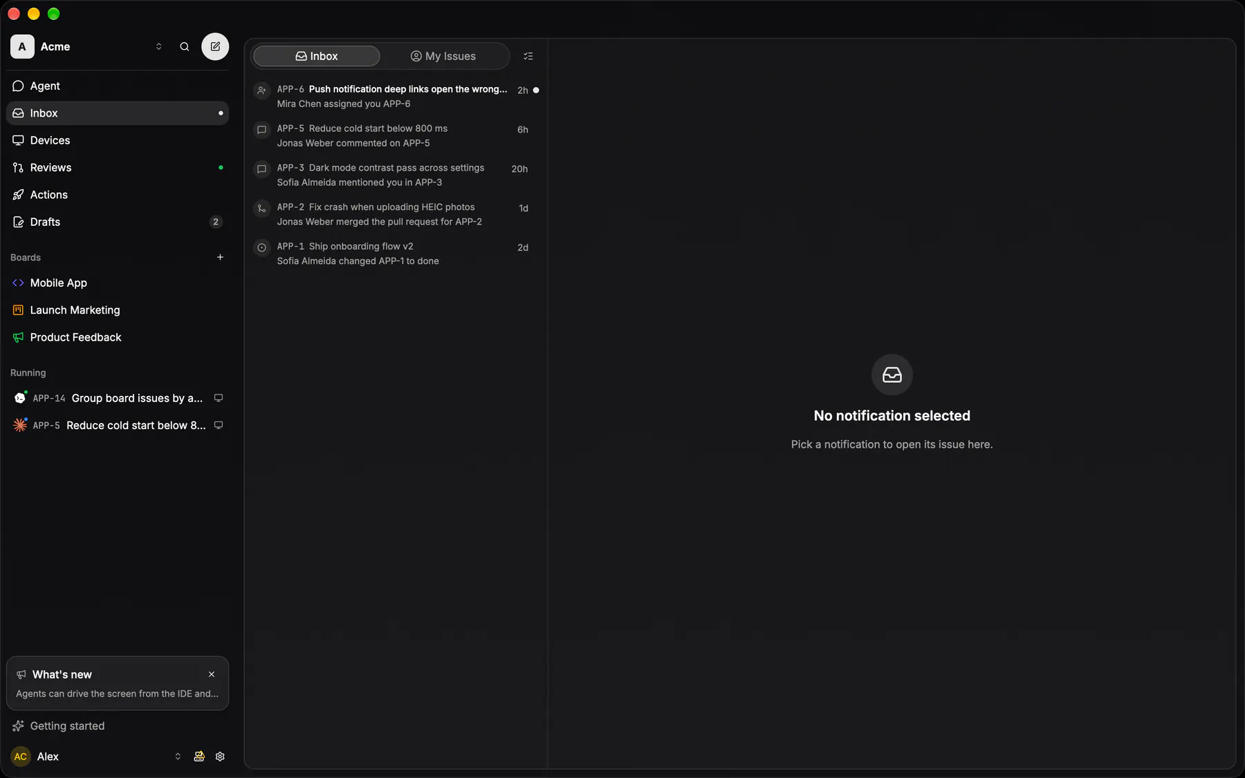 Inbox on Desktop