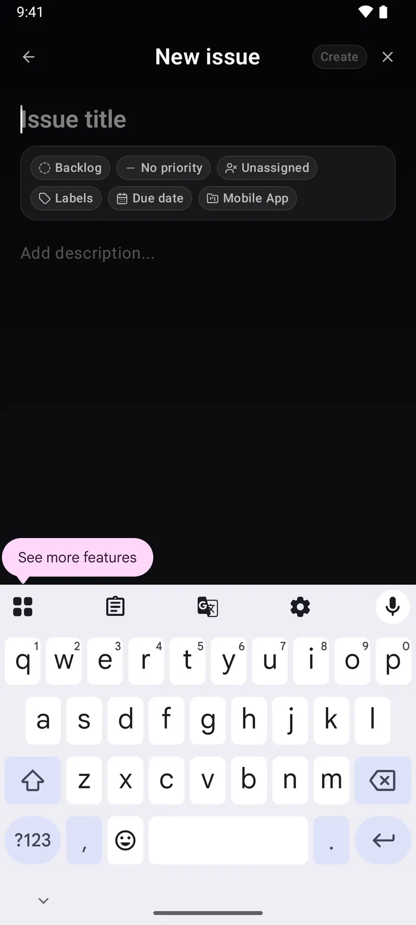 New issue on Android