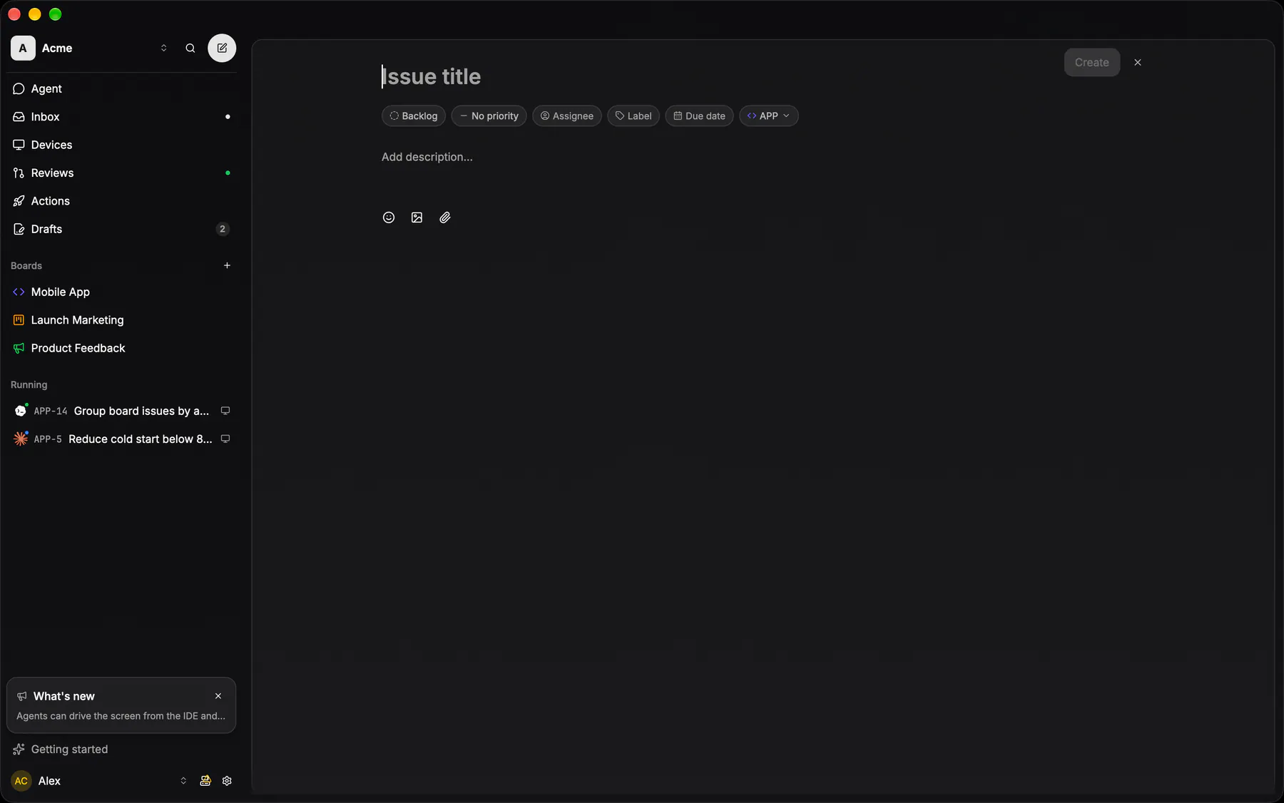 New issue on Desktop