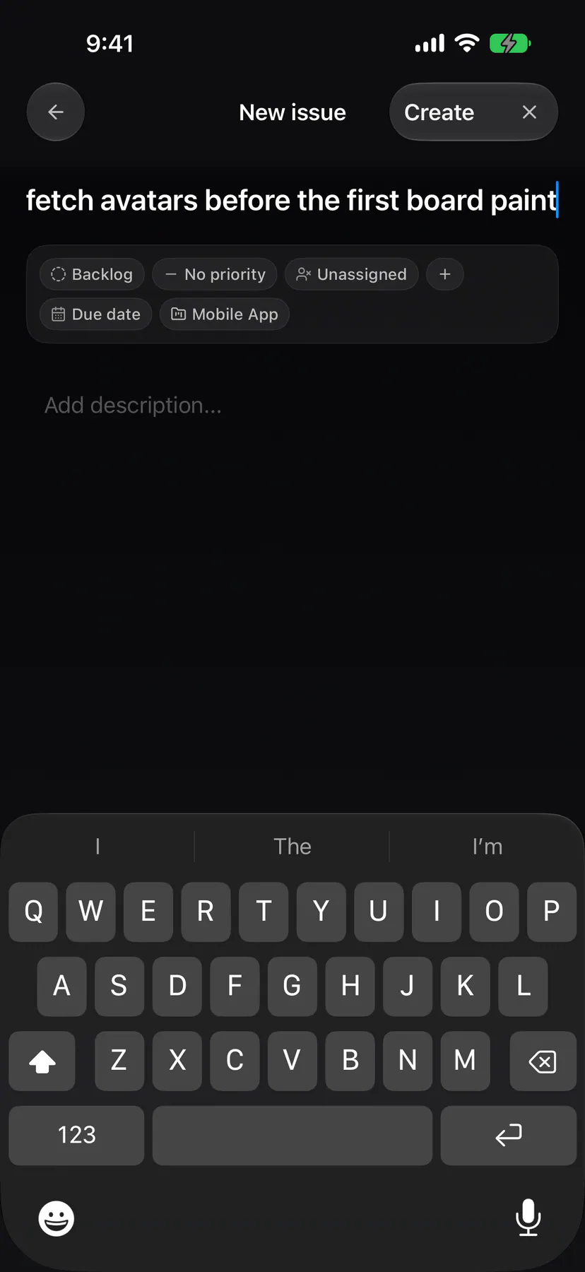 New issue on iOS