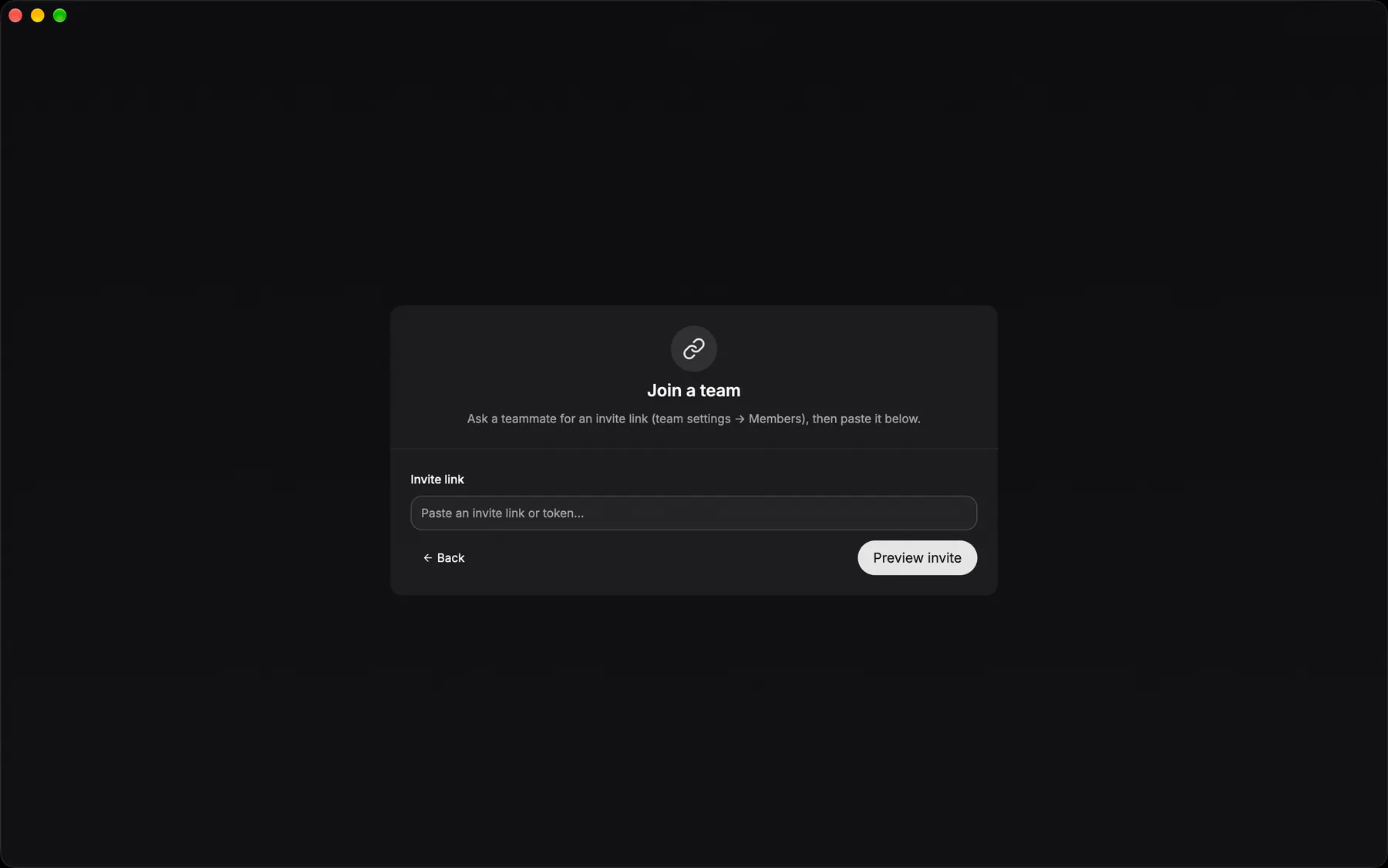 Onboarding · Join a team on Desktop