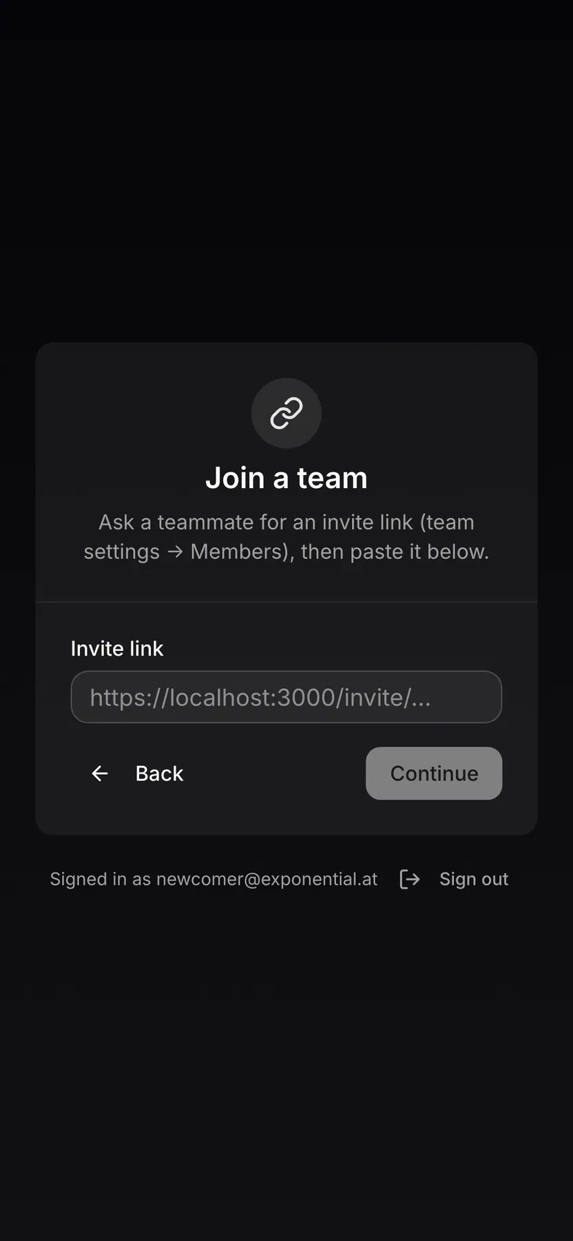 Onboarding · Join a team on Web mobile