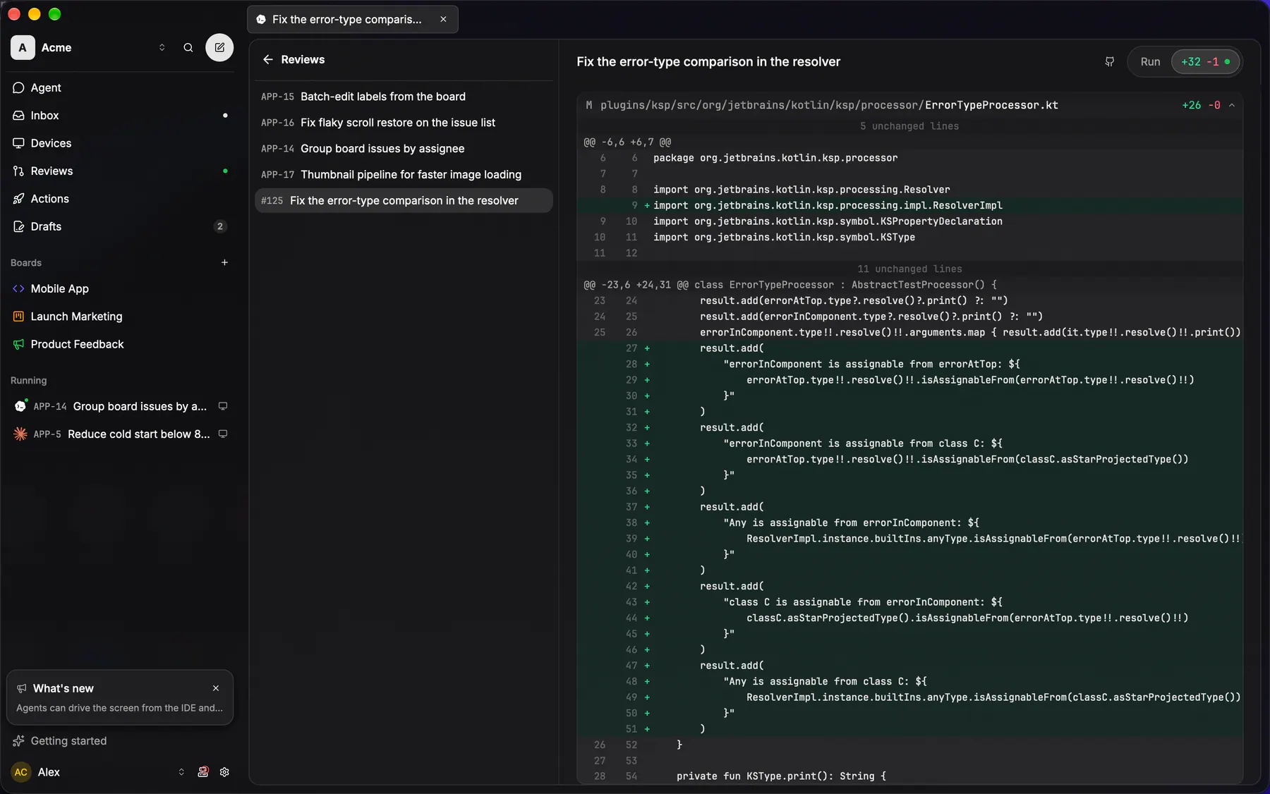 Run changes on Desktop