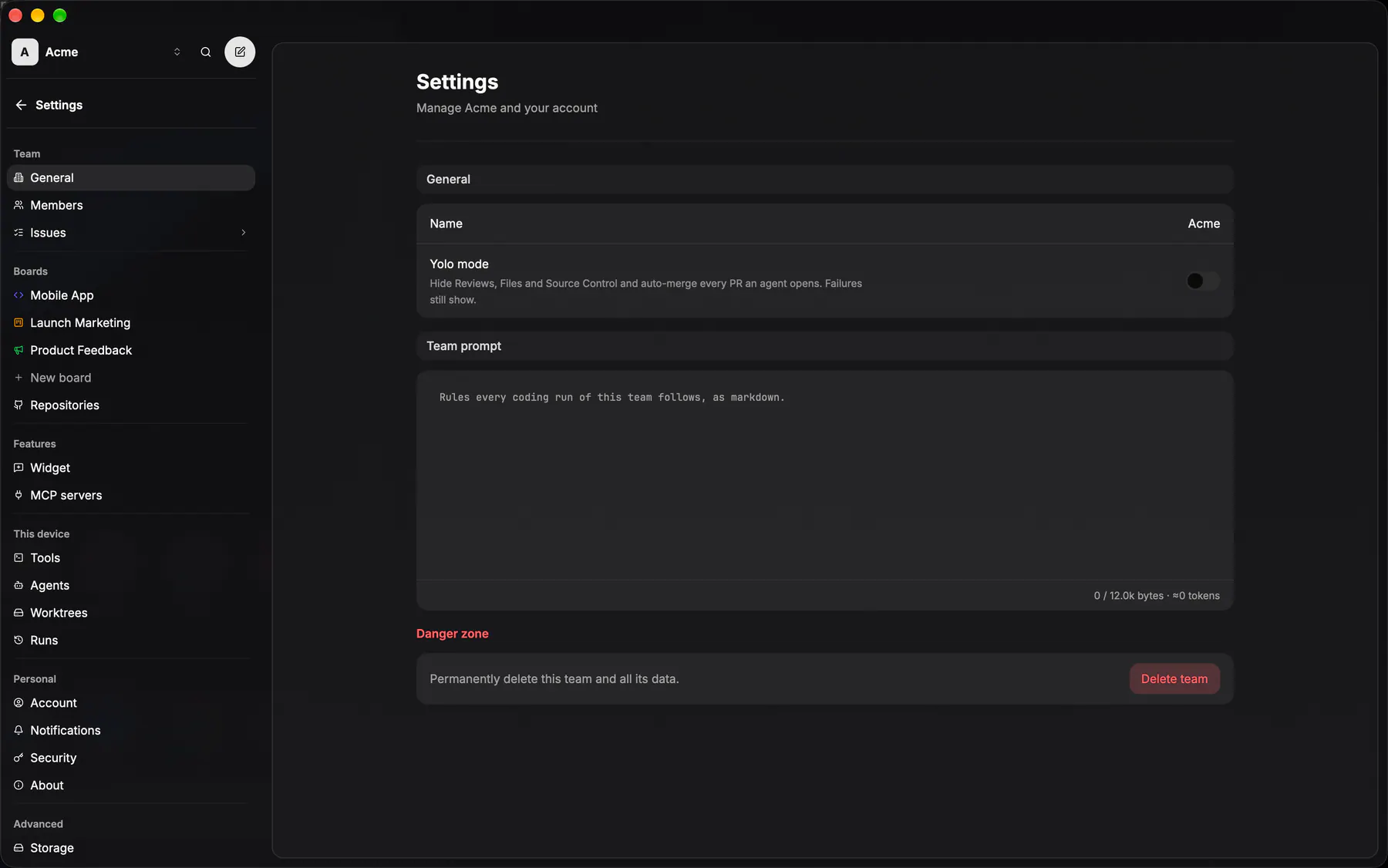 Settings · General on Desktop
