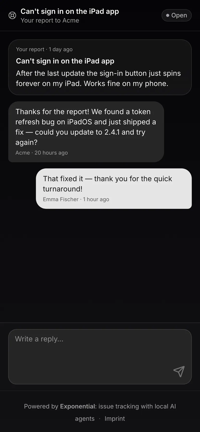 Reporter's conversation on Web mobile
