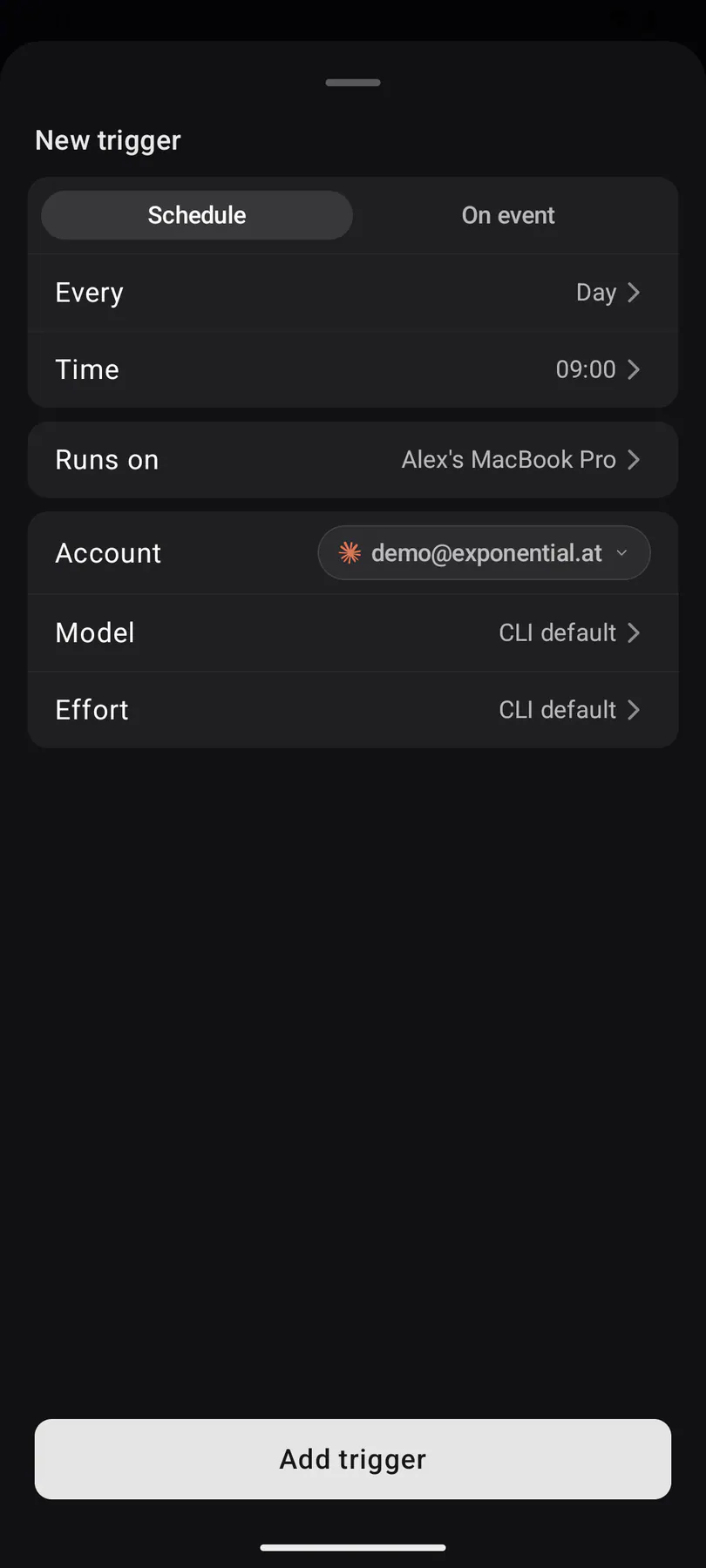 Trigger editor on Android