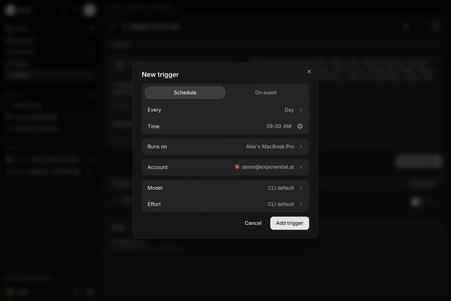 Trigger editor on Web